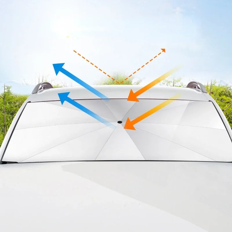 Car Sunshade Umbrella Front Windshield Silver Glue Sunshade Umbrella Uv Resistant Folding Car Umbrella Car Sunscreen Accessories
