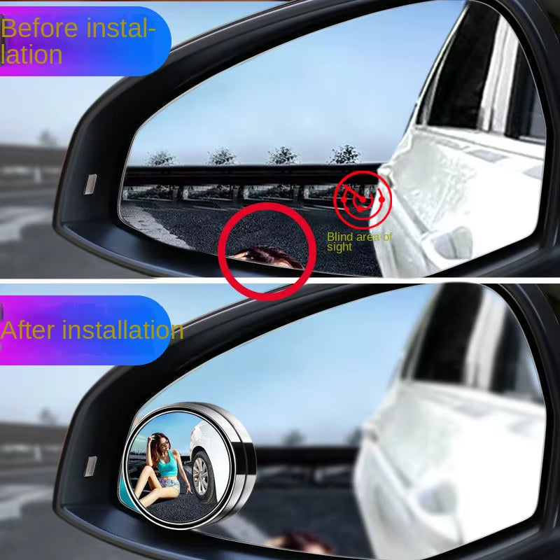 Car Blind Spot Rear View Mirror Wide Angle 360 Degree Adjustable Small round Mirror Car Reverse Auxiliary Rearview Convex Mirror