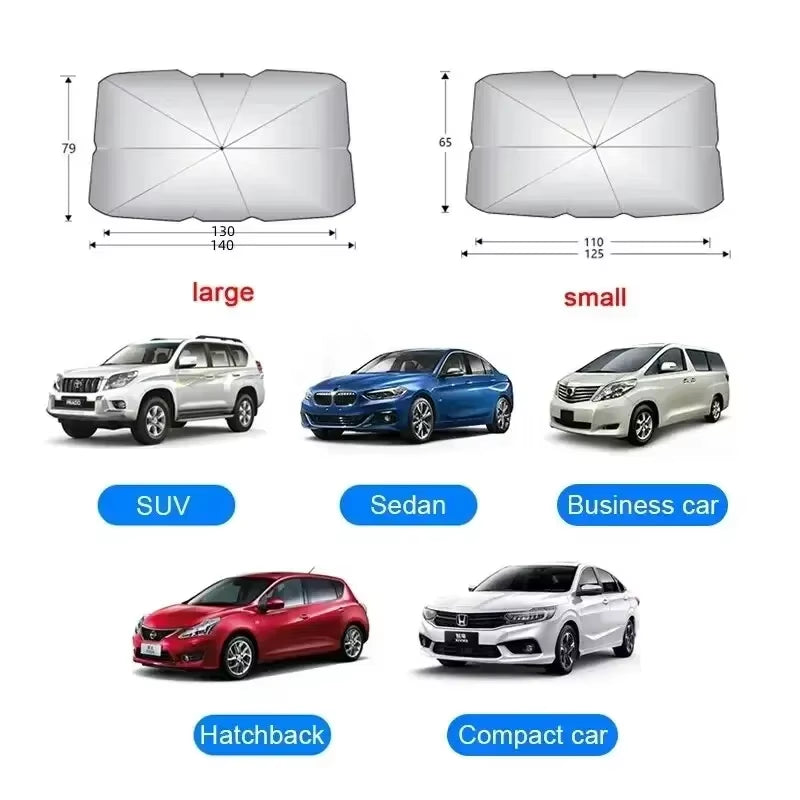 Folding Car Sunshade Umbrella for Windshield - Summer UV Protection Parasol for Front Window - Easy Storage