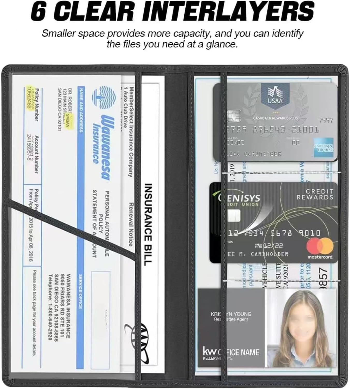 Car Registration and Insurance Holder, Vehicle Glovebox Document Organizer,Tesla Model Y Accessories 2025,Designed for Tesla Model 3/Y/S/X- for Documents, Cards, Keys, Permits
