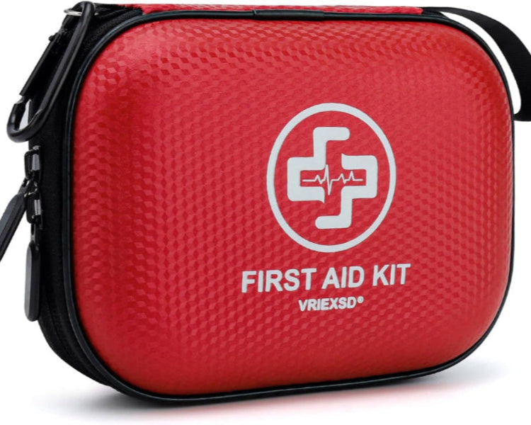 Mini First Aid Kit - 150 Piece Small Waterproof Hard Shell Medical Kit for Home, Car, Travel, Camping, Truck, Hiking, Sports, Office, Vehicle & Outdoor Emergencies- Small First Aid Medical Kit (Red)