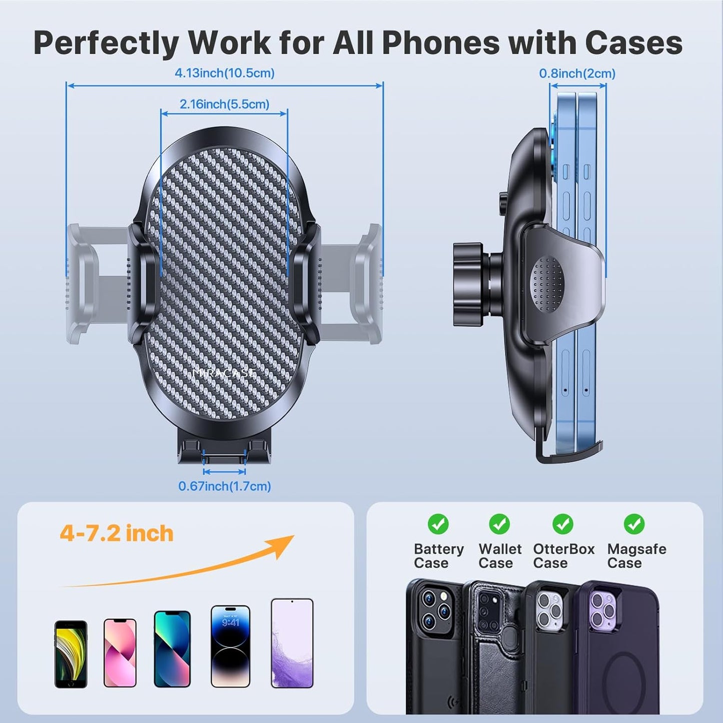 Phone Holders for Your Car with Metal Hook Clip, Air Vent Cell Phone Stand Car Mount, Universal Automobile Cradle Fit for Iphone Android and All Smartphones, Dark Black