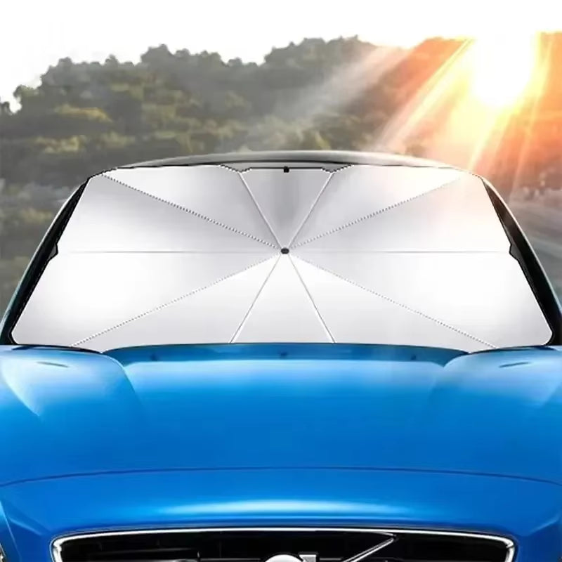Folding Car Sunshade Umbrella for Windshield - Summer UV Protection Parasol for Front Window - Easy Storage