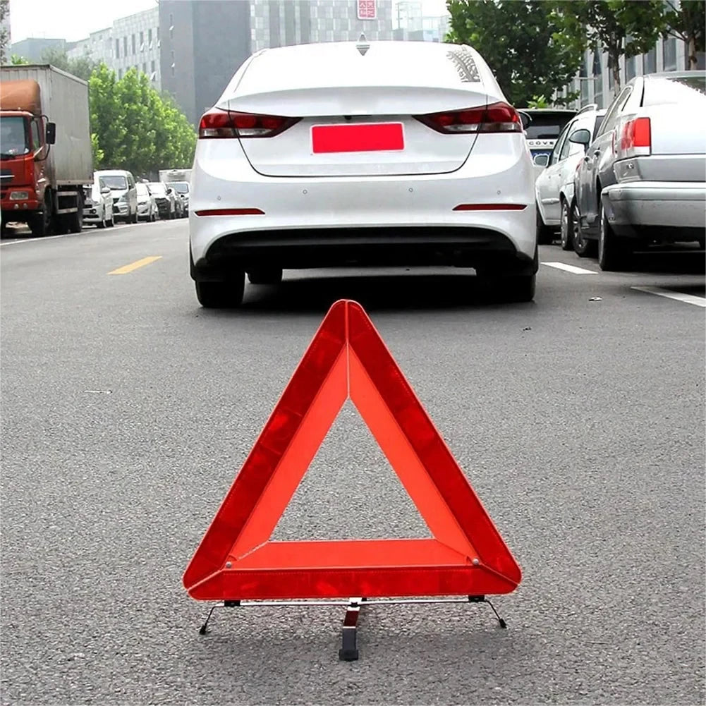 Car Triangle Reflective Warning Tripod Foldable Emergency Breakdown Warning Triangle Red Reflective Safety Hazard Car Tripod