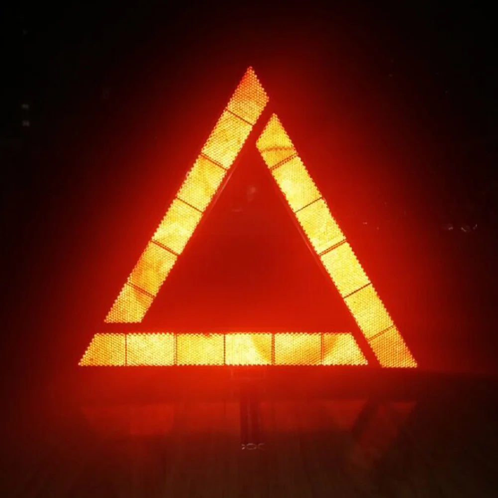 Car Triangle Reflective Warning Tripod Foldable Emergency Breakdown Warning Triangle Red Reflective Safety Hazard Car Tripod
