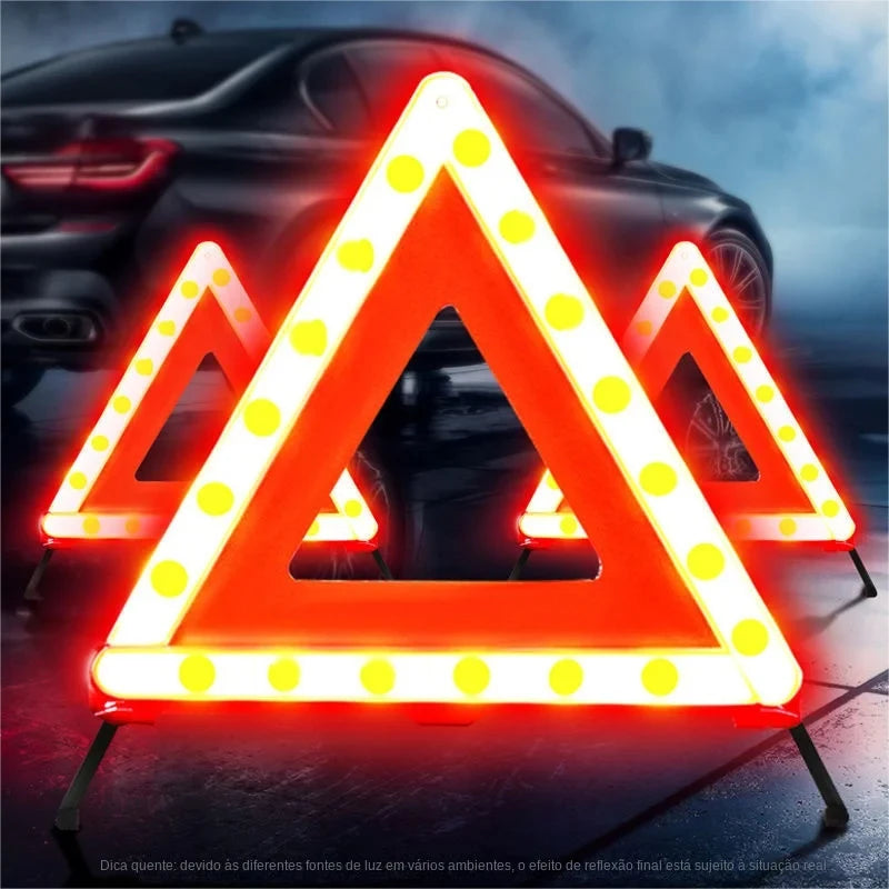 Car Triangle Reflective Warning Tripod Foldable Emergency Breakdown Warning Triangle Red Reflective Safety Hazard Car Tripod