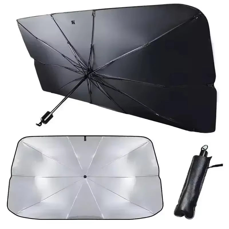 Folding Car Sunshade Umbrella for Windshield - Summer UV Protection Parasol for Front Window - Easy Storage
