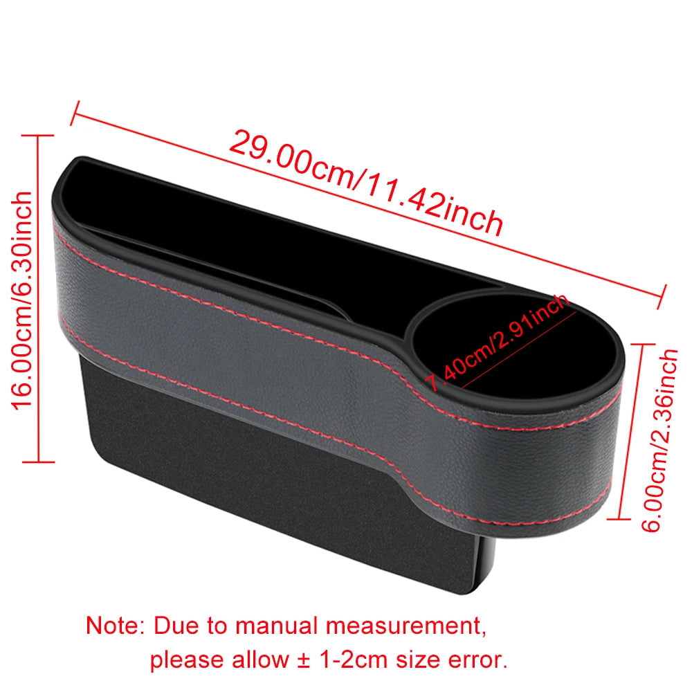 PU Leather Car Seat Gap Storage Box Universal Seat Gap Slit Box with Charging Hole Phone Bottle Keys Holder Box Auto Organizer