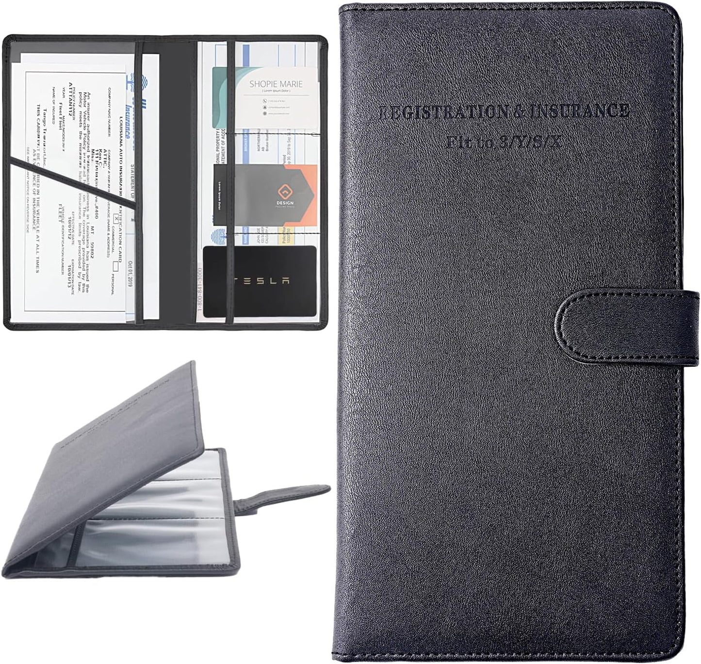 Car Registration and Insurance Holder, Vehicle Glovebox Document Organizer,Tesla Model Y Accessories 2025,Designed for Tesla Model 3/Y/S/X- for Documents, Cards, Keys, Permits