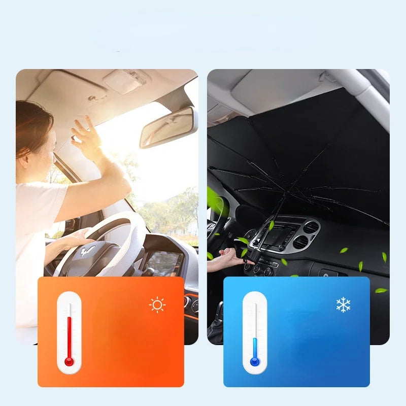 Car Sunshade Umbrella Front Windshield Silver Glue Sunshade Umbrella Uv Resistant Folding Car Umbrella Car Sunscreen Accessories