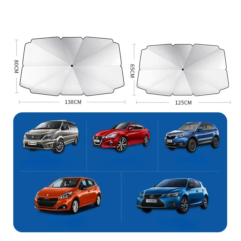 Car Sunshade Umbrella Front Windshield Silver Glue Sunshade Umbrella Uv Resistant Folding Car Umbrella Car Sunscreen Accessories
