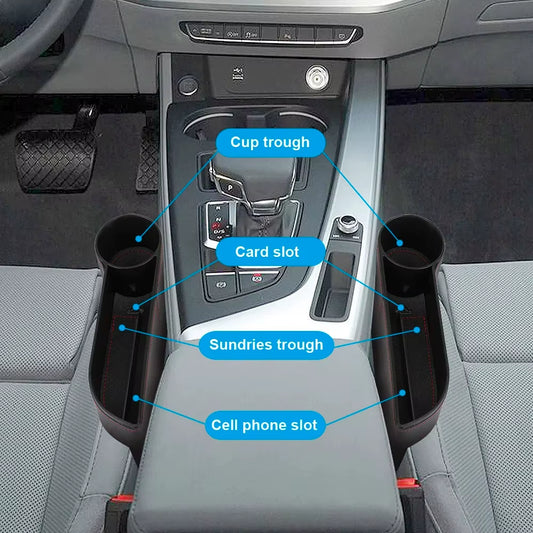 PU Leather Car Seat Gap Storage Box Universal Seat Gap Slit Box with Charging Hole Phone Bottle Keys Holder Box Auto Organizer