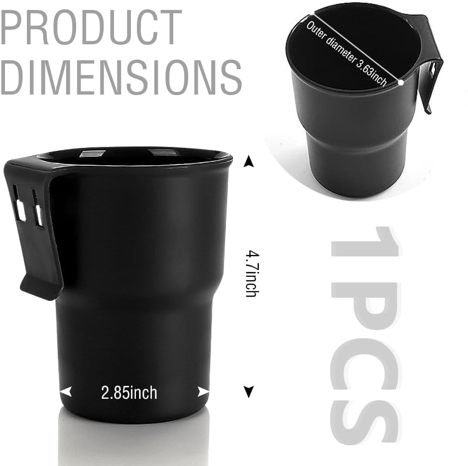 Hanging Cup Holder for Car Air Vents/Windows, Universal Car Window Cup Holder with 2 Hooks Fits Most Cup Types (Black)