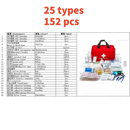 A Portable First Aid Kit: Comprehensive yet Compact for Home, Car, Camping and Hiking - Includes Scissors, Tweezers and More