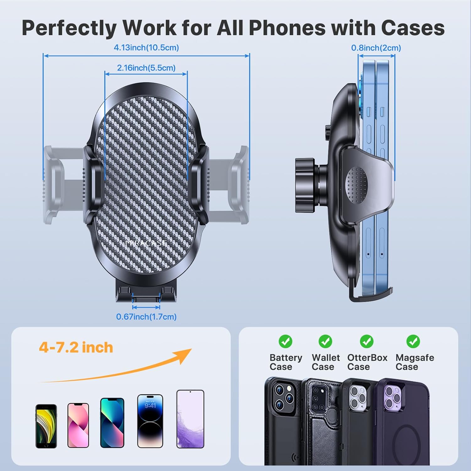 Phone Holders for Your Car with Metal Hook Clip, Air Vent Cell Phone Stand Car Mount, Universal Automobile Cradle Fit for Iphone Android and All Smartphones, Dark Black