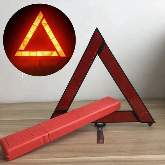 Car Triangle Reflective Warning Tripod Foldable Emergency Breakdown Warning Triangle Red Reflective Safety Hazard Car Tripod