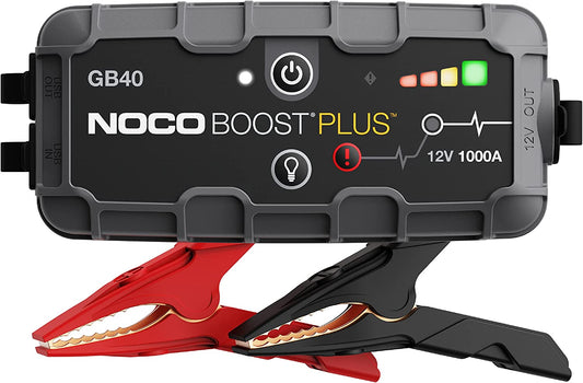 Boost plus GB40 1000A Ultrasafe Car Battery Jump Starter, 12V Jump Starter Battery Pack, Battery Booster, Jump Box, Portable Charger and Jumper Cables for 6.0L Gasoline and 3.0L Diesel Engines
