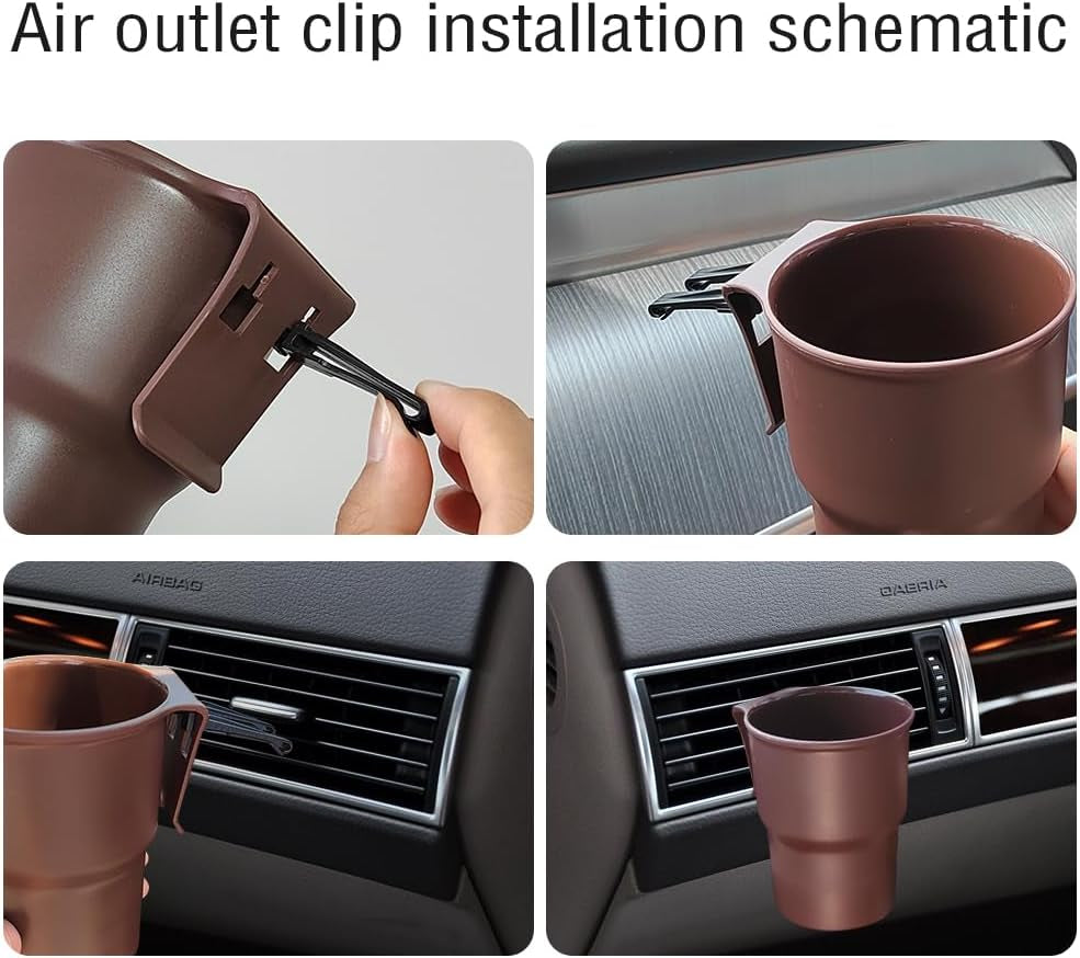 Hanging Cup Holder for Car Air Vents/Windows, Universal Car Window Cup Holder with 2 Hooks Fits Most Cup Types (Black)